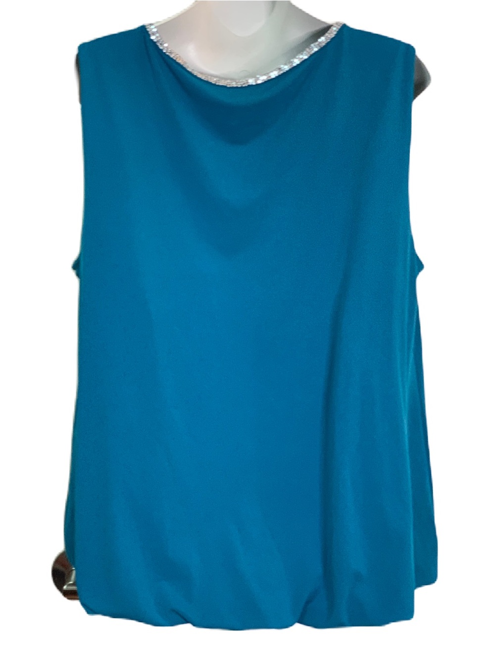 Alfani sleeveless pleated top featuring a rhinestone-embellished scoop neckline - Picture 2 of 6